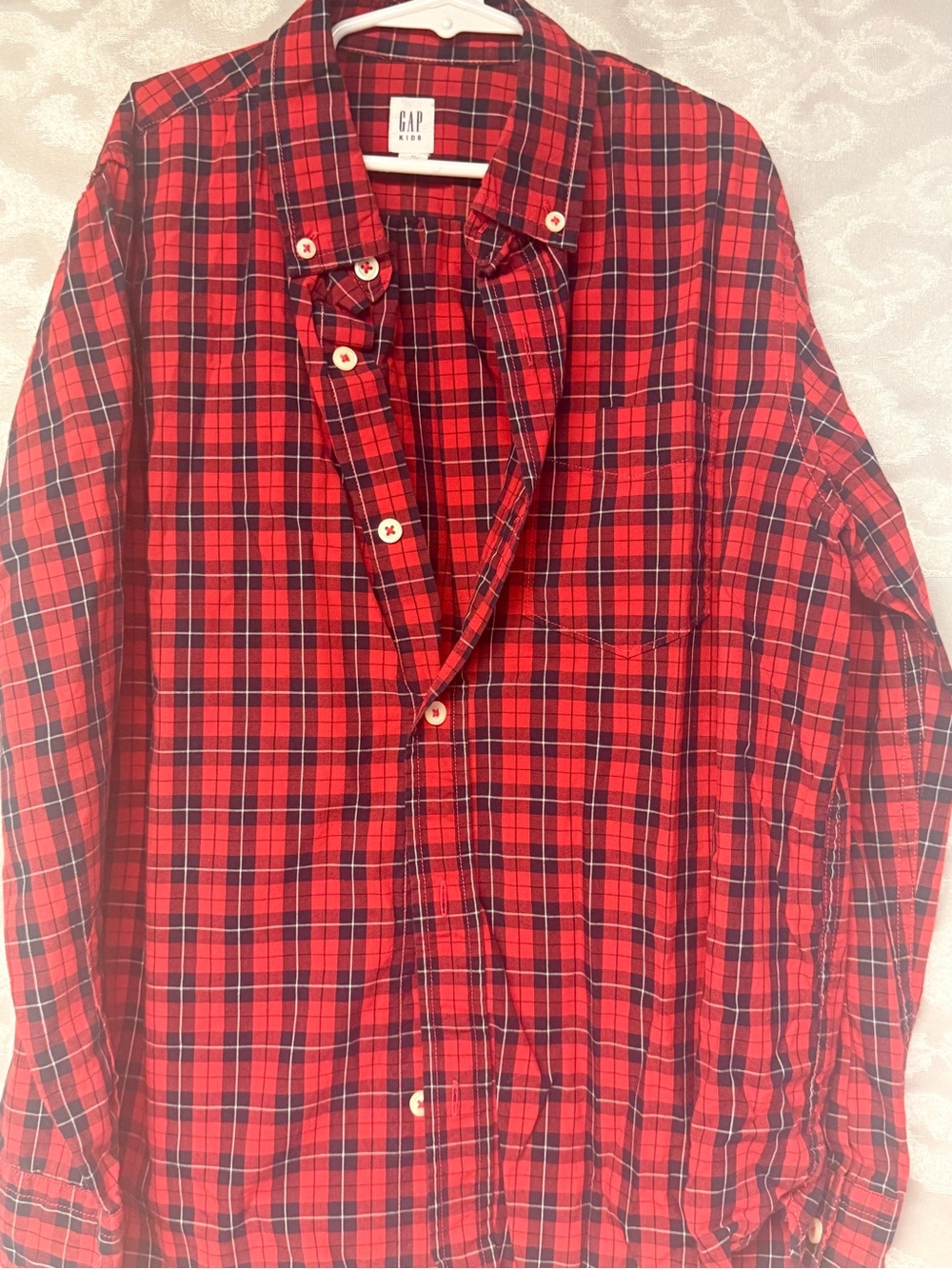 GAP Red and Black Plaid Button-Down Shirt